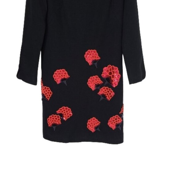 TORY BURCH Etta Black Virgin Wool Blend Embellished Mini Dress Women's Size 6 - Picture 5 of 15
